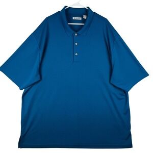 Cubavera Polo Shirt Mens 4XLT Blue Short Sleeve Ribbed Texture Polyester